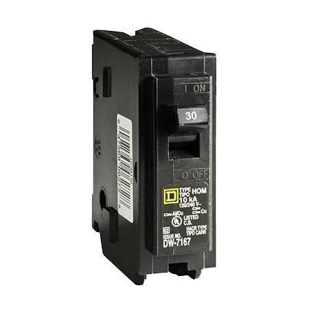 Square D Circuit Breaker, HOM Series, 30A, 1 Pole, 120/240V AC, 10kA HOM130CP